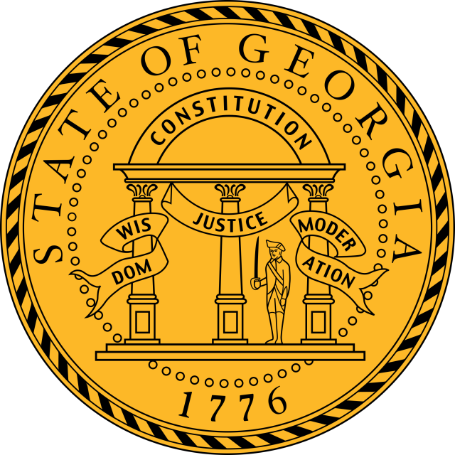 Donald J Trump A grand jury room in a Fulton County courthouse with legal documents and a gavel on a table