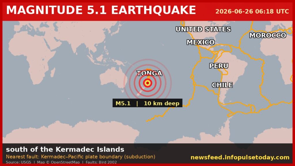 Earthquake South Of The Kermadec Islands