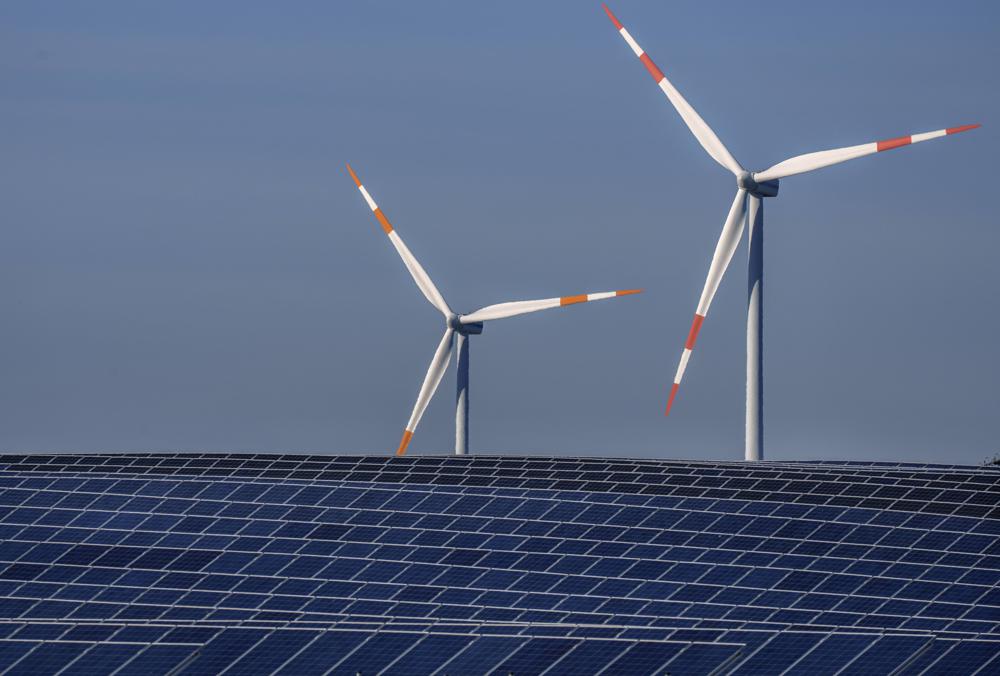 German Economy Minister Robert Habeck speaks at a press briefing in Berlin announcing the Easter package for renewable energy expansion.