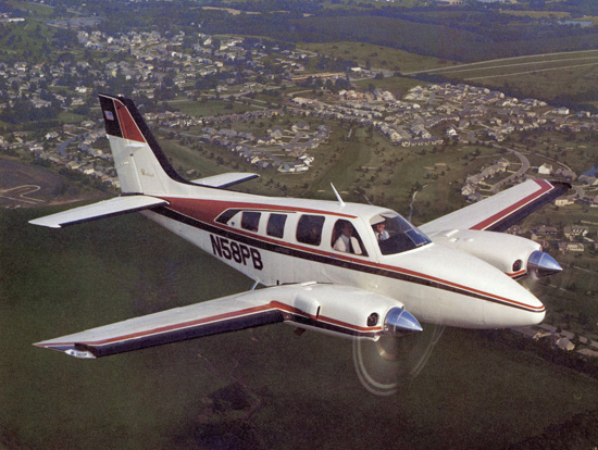 A Beechcraft Baron aircraft on a runway, its twin engines and low-wing design visible, before a fatal crash near Catalina Airport.
