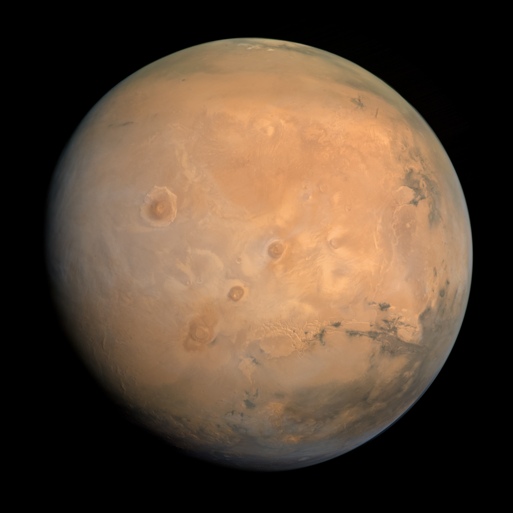 NASA InSight lander on Martian surface with solar panels deployed, collecting seismic data from the Red Planet's rocky terrain.